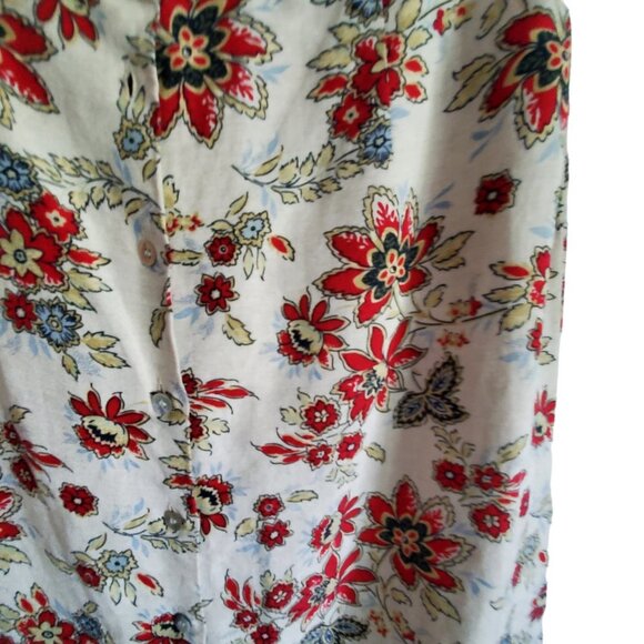 Emma James Floral Linen Rayon Blend Button Up the Front Skirt Size 12 - Picture 6 of 14